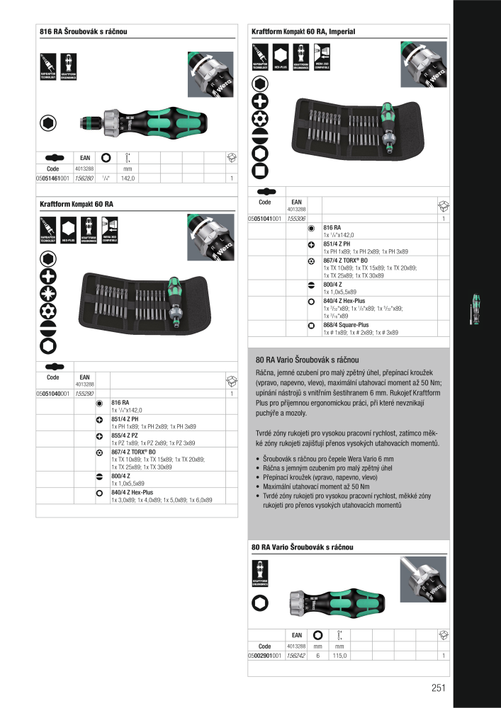 Hlavní katalog WERA NR.: 2644 - Strona 251