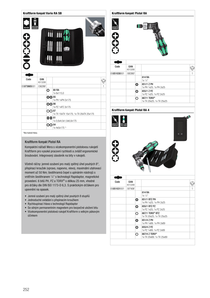 Hlavní katalog WERA NR.: 2644 - Strona 252