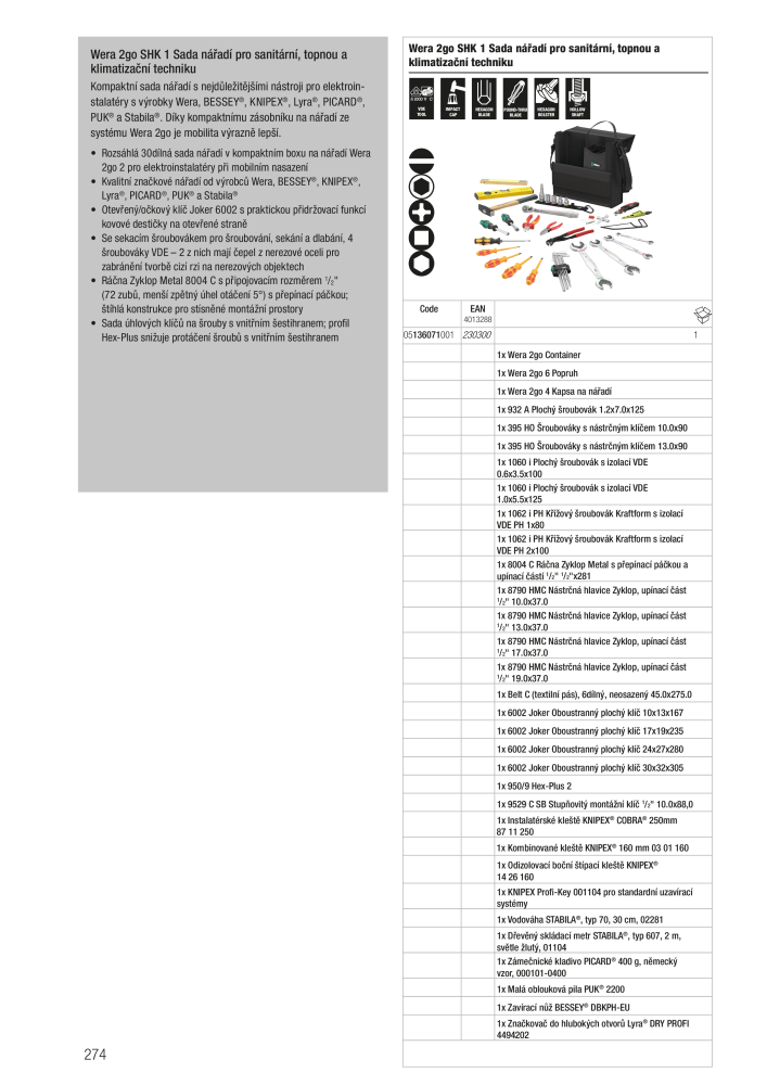 Hlavní katalog WERA NR.: 2644 - Strona 274