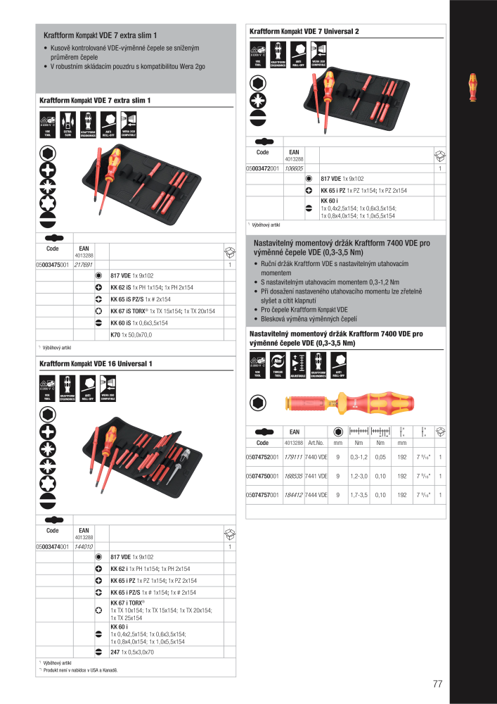 Hlavní katalog WERA NR.: 2644 - Strona 77