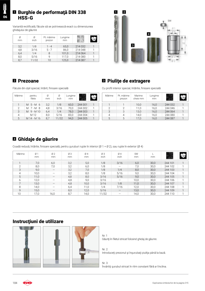 Principalele instrumente de precizie ale catalogului Ruko NR.: 292 - Strona 184