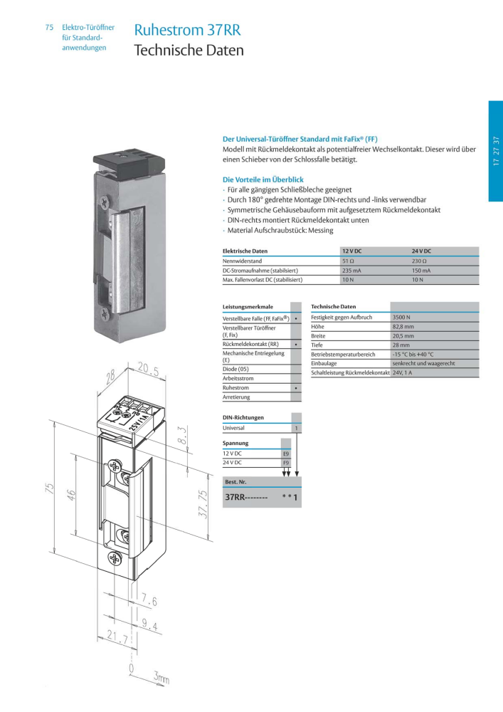 ASSA ABLOY Elektro-Türöffner NR.: 318 - Seite 75