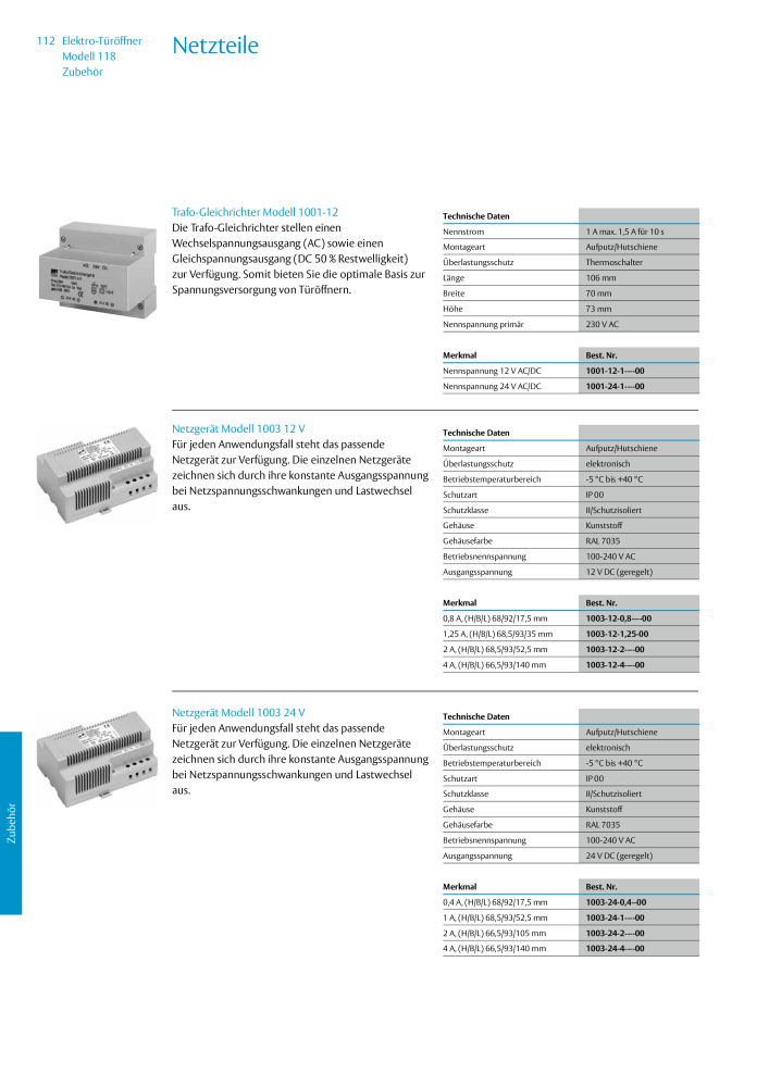 ASSA ABLOY Elektro-Türöffner Model 118 NR.: 319 - Seite 112