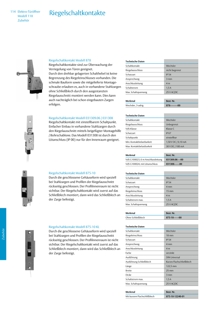 ASSA ABLOY Elektro-Türöffner Model 118 NR.: 319 - Seite 114