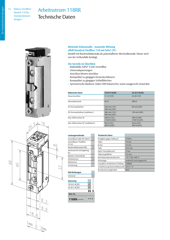 ASSA ABLOY Elektro-Türöffner Model 118 NR.: 319 - Seite 12