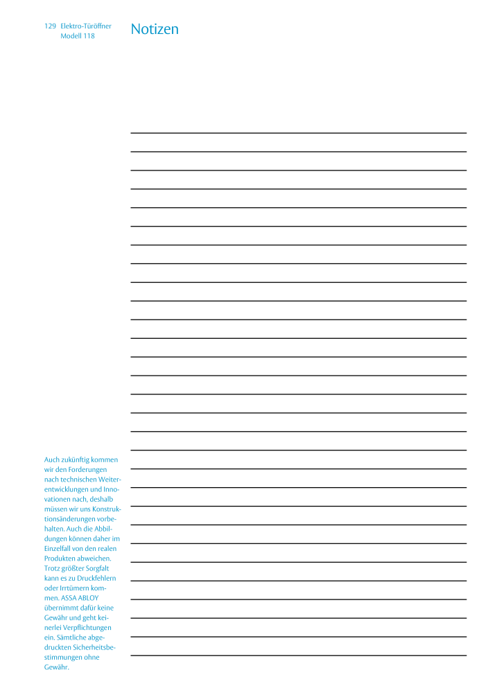 ASSA ABLOY Elektro-Türöffner Model 118 NR.: 319 - Seite 128
