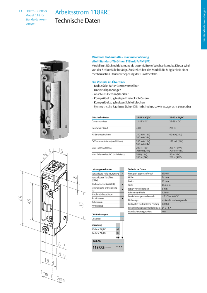 ASSA ABLOY Elektro-Türöffner Model 118 NR.: 319 - Seite 13