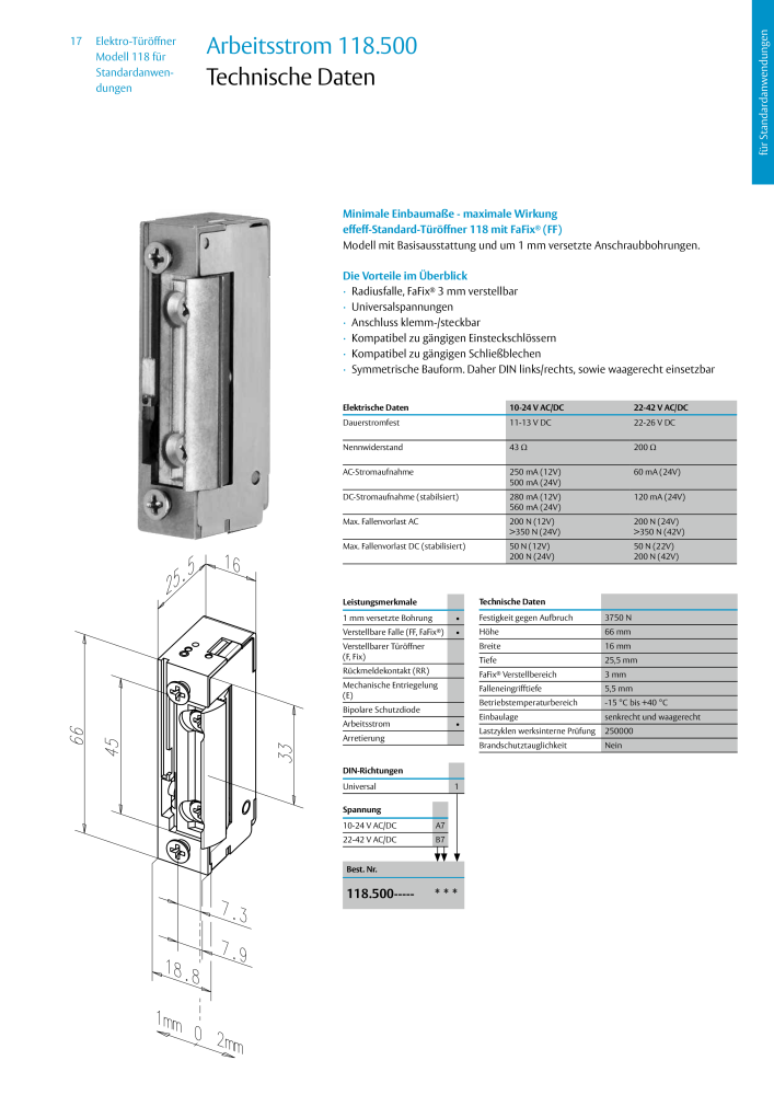 ASSA ABLOY Elektro-Türöffner Model 118 NR.: 319 - Seite 17