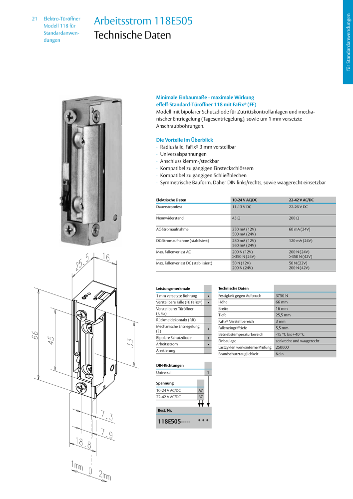 ASSA ABLOY Elektro-Türöffner Model 118 NR.: 319 - Seite 21