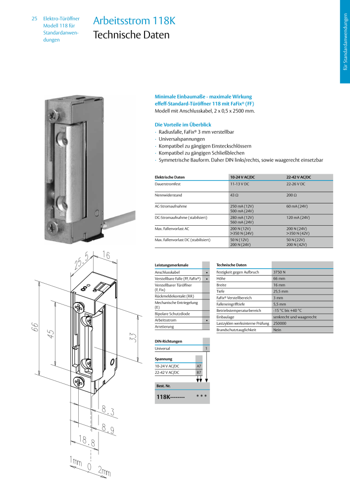 ASSA ABLOY Elektro-Türöffner Model 118 NR.: 319 - Seite 25