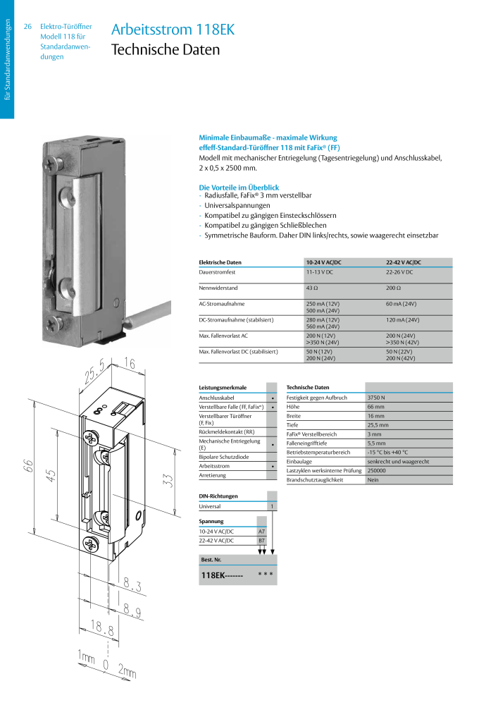 ASSA ABLOY Elektro-Türöffner Model 118 NR.: 319 - Seite 26