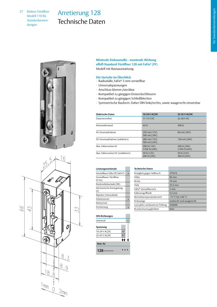 ASSA ABLOY Elektro-Türöffner Model 118 NR.: 319 - Seite 27