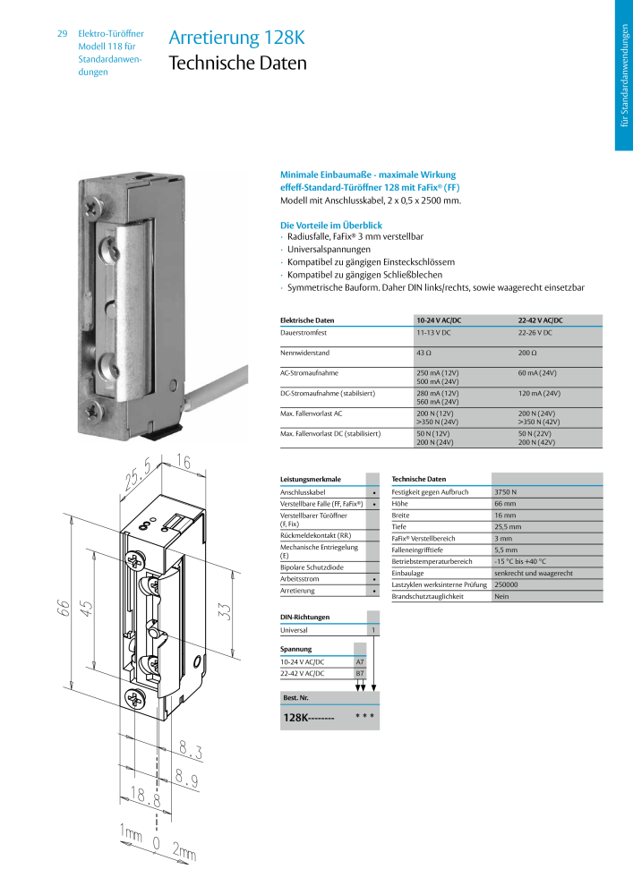 ASSA ABLOY Elektro-Türöffner Model 118 NR.: 319 - Seite 29