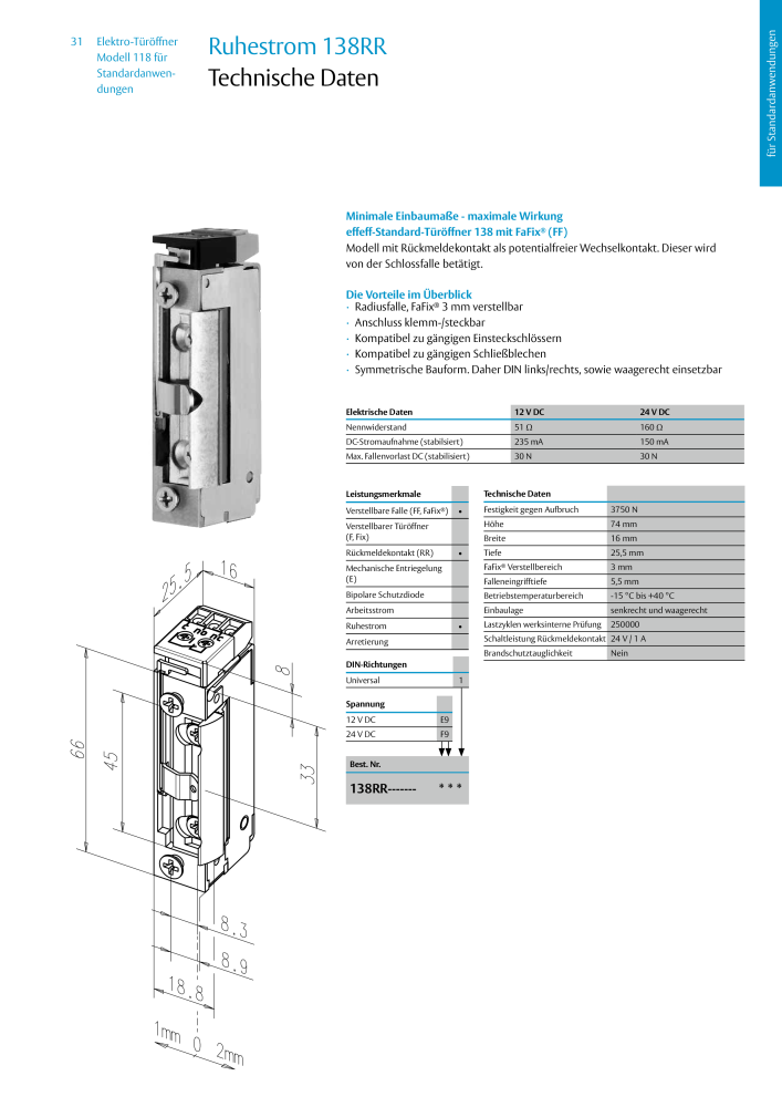 ASSA ABLOY Elektro-Türöffner Model 118 NR.: 319 - Seite 31