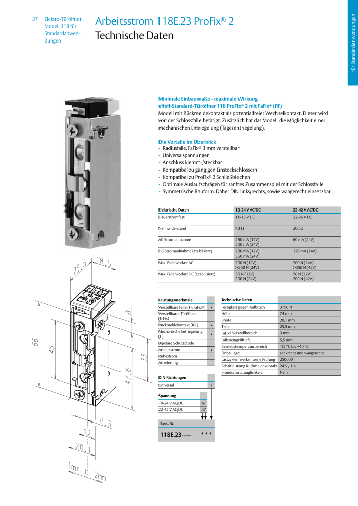 ASSA ABLOY Elektro-Türöffner Model 118 NR.: 319 - Seite 37