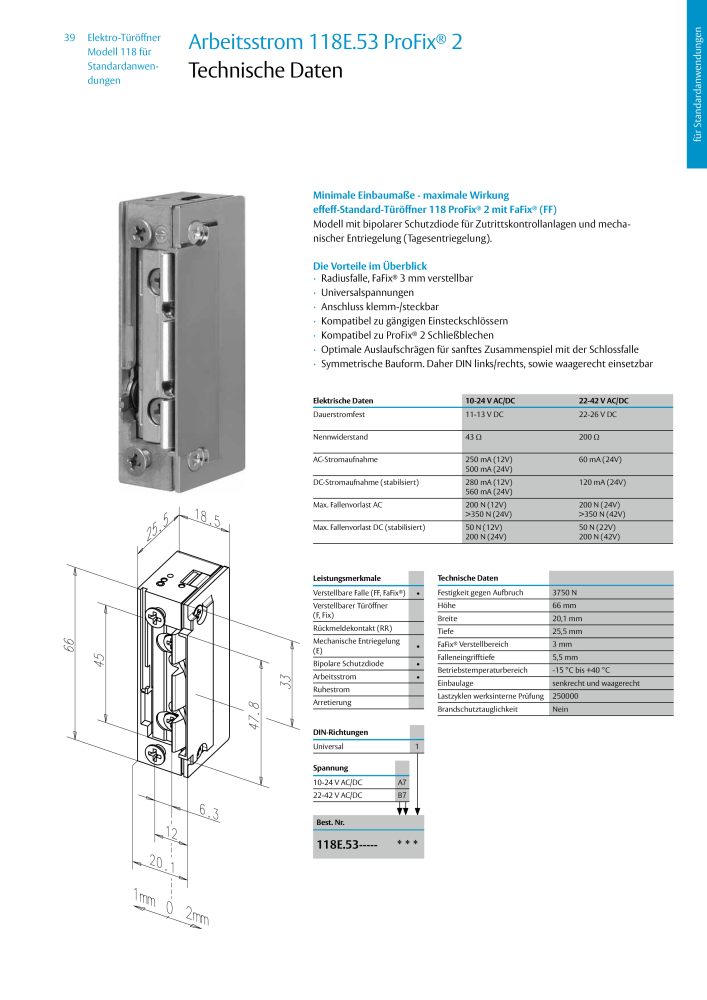 ASSA ABLOY Elektro-Türöffner Model 118 NR.: 319 - Seite 39