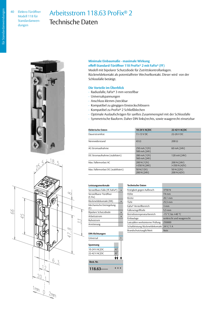 ASSA ABLOY Elektro-Türöffner Model 118 NR.: 319 - Seite 40