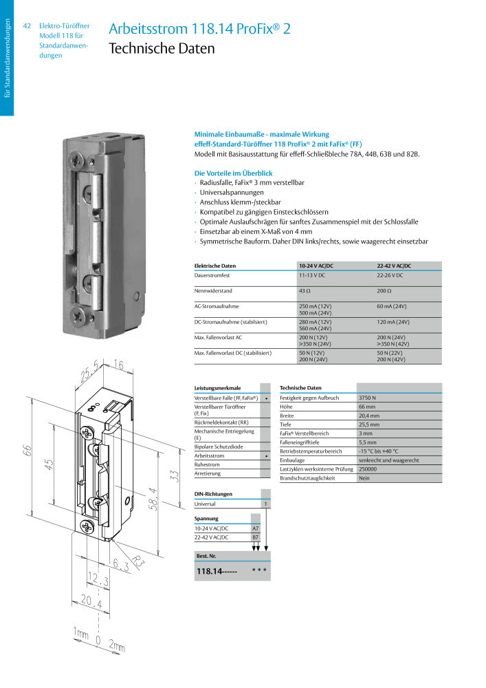 ASSA ABLOY Elektro-Türöffner Model 118 NR.: 319 - Seite 42