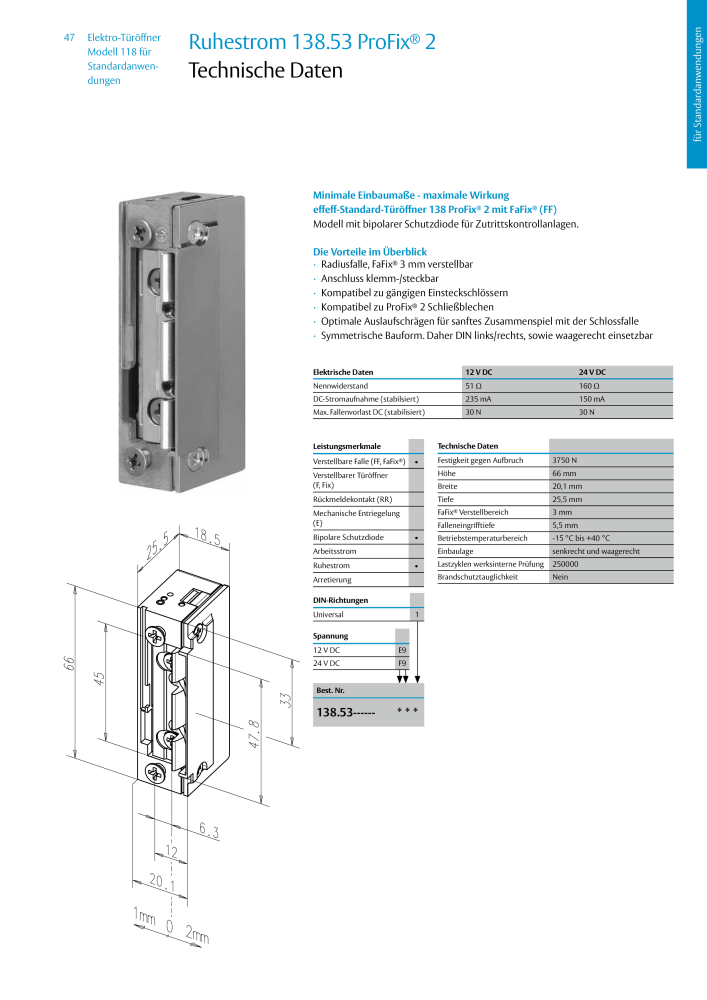 ASSA ABLOY Elektro-Türöffner Model 118 NR.: 319 - Seite 47