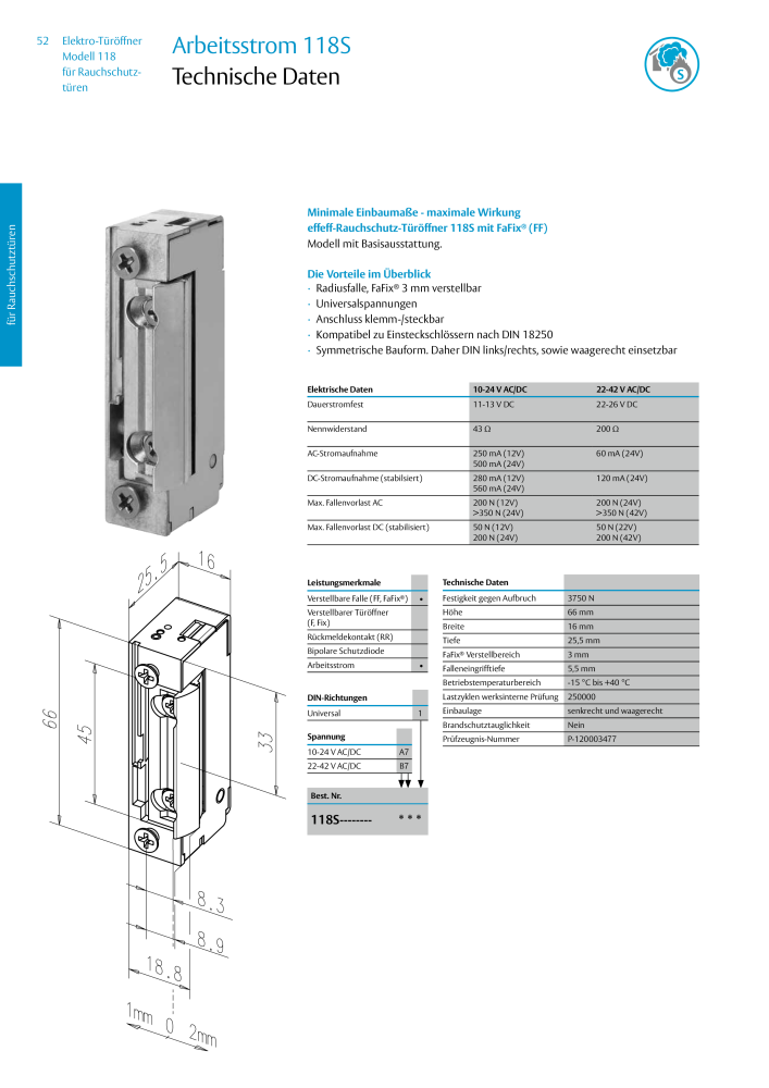 ASSA ABLOY Elektro-Türöffner Model 118 NR.: 319 - Seite 52