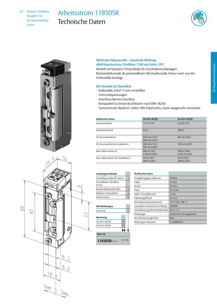 ASSA ABLOY Elektro-Türöffner Model 118 NR.: 319 - Seite 55