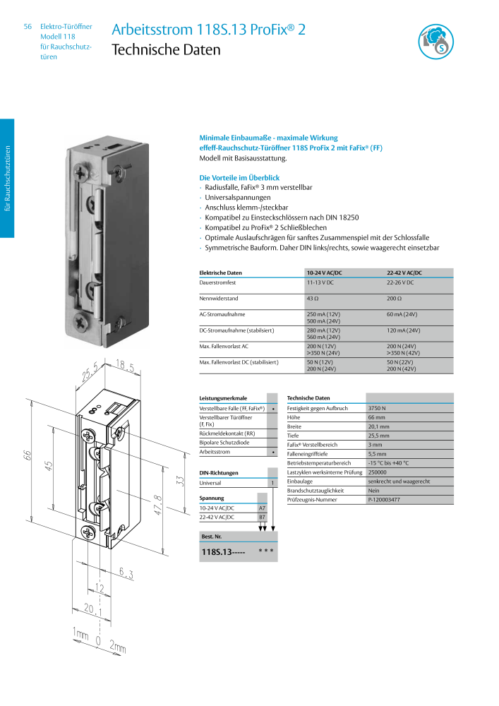 ASSA ABLOY Elektro-Türöffner Model 118 NR.: 319 - Seite 56