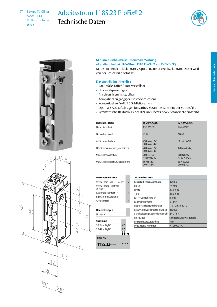 ASSA ABLOY Elektro-Türöffner Model 118 NR.: 319 - Seite 57