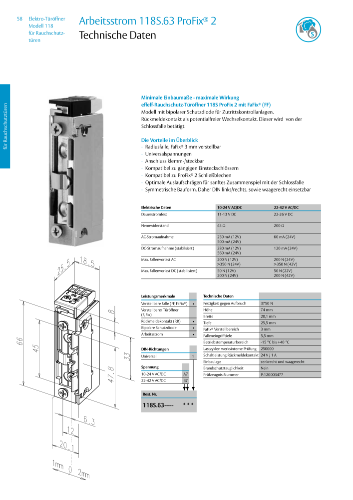 ASSA ABLOY Elektro-Türöffner Model 118 NR.: 319 - Seite 58