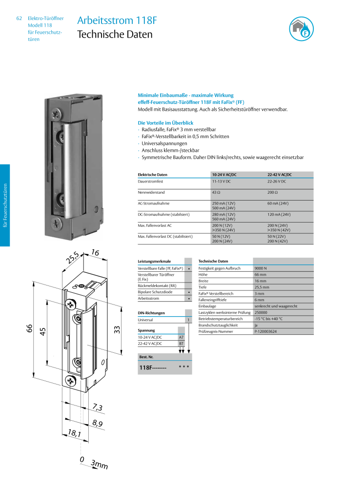 ASSA ABLOY Elektro-Türöffner Model 118 NR.: 319 - Seite 62