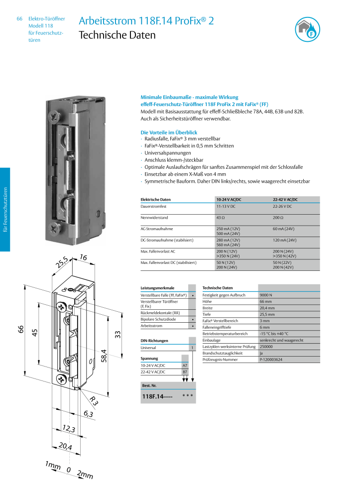 ASSA ABLOY Elektro-Türöffner Model 118 NR.: 319 - Seite 66