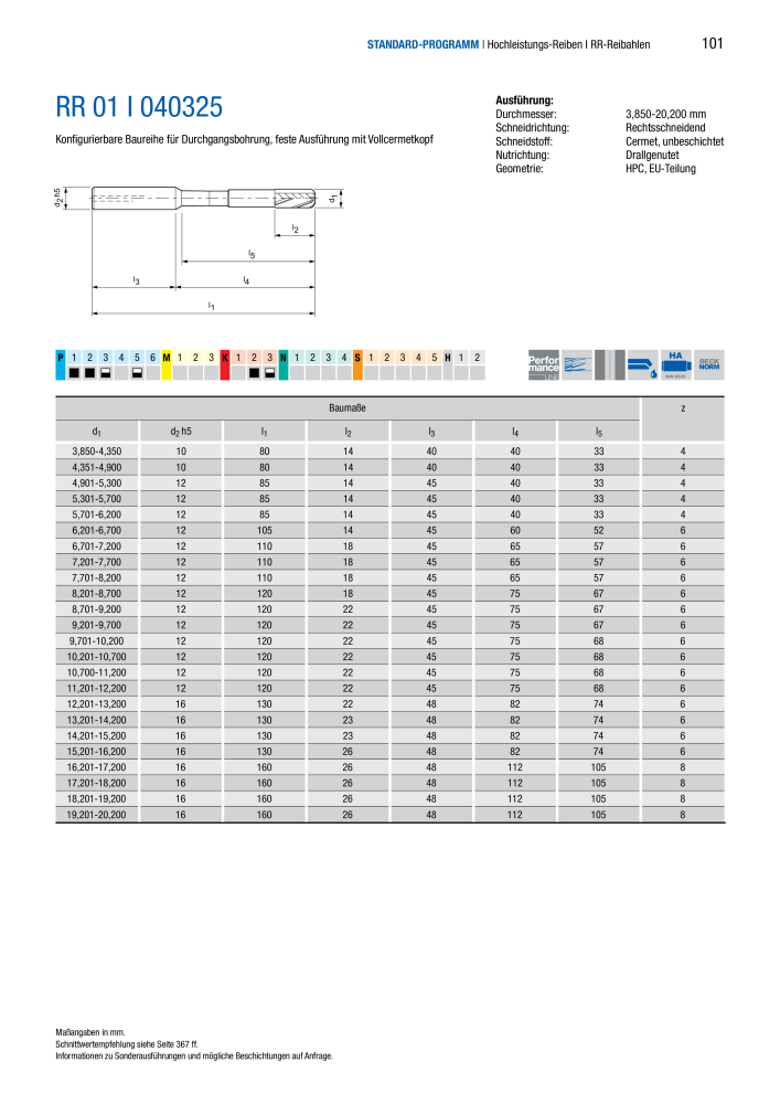 BECK Hauptkatalog Mehrschneidenreibahlen & Senker NR.: 344 - Seite 101