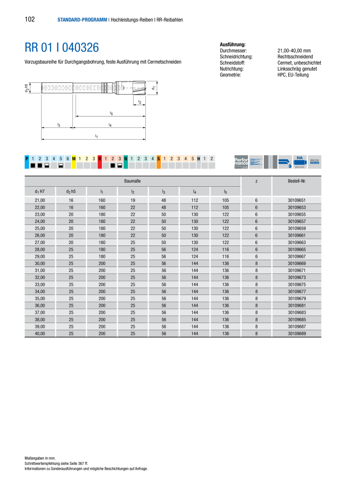 BECK Hauptkatalog Mehrschneidenreibahlen & Senker NR.: 344 - Seite 102