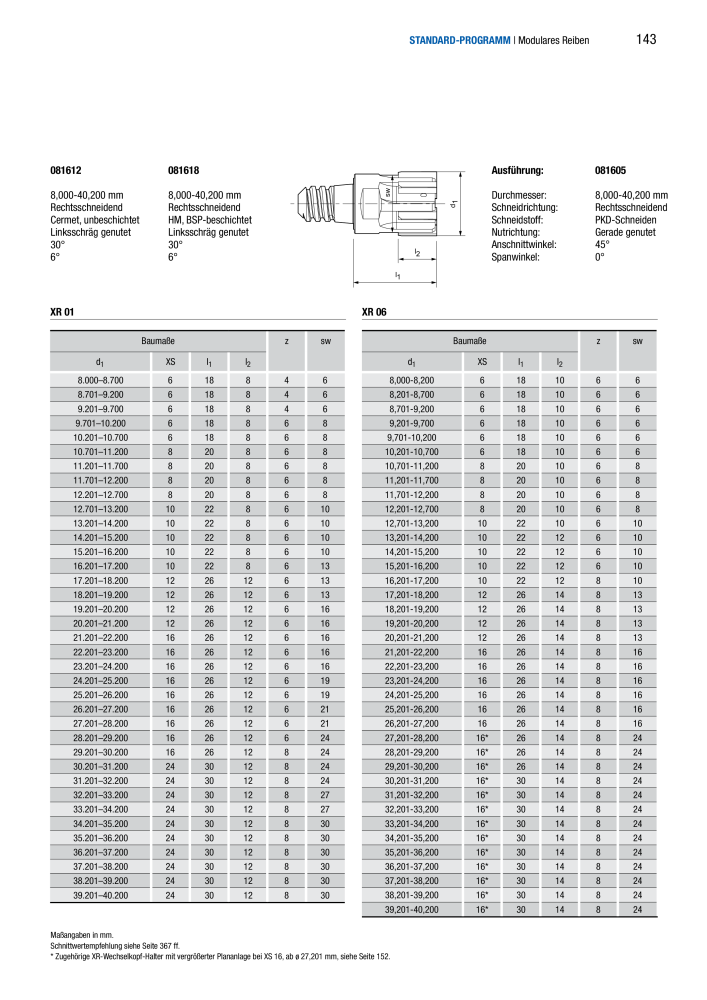 BECK Hauptkatalog Mehrschneidenreibahlen & Senker NR.: 344 - Pagina 143