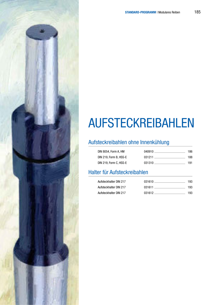 BECK Hauptkatalog Mehrschneidenreibahlen & Senker NR.: 344 - Seite 185