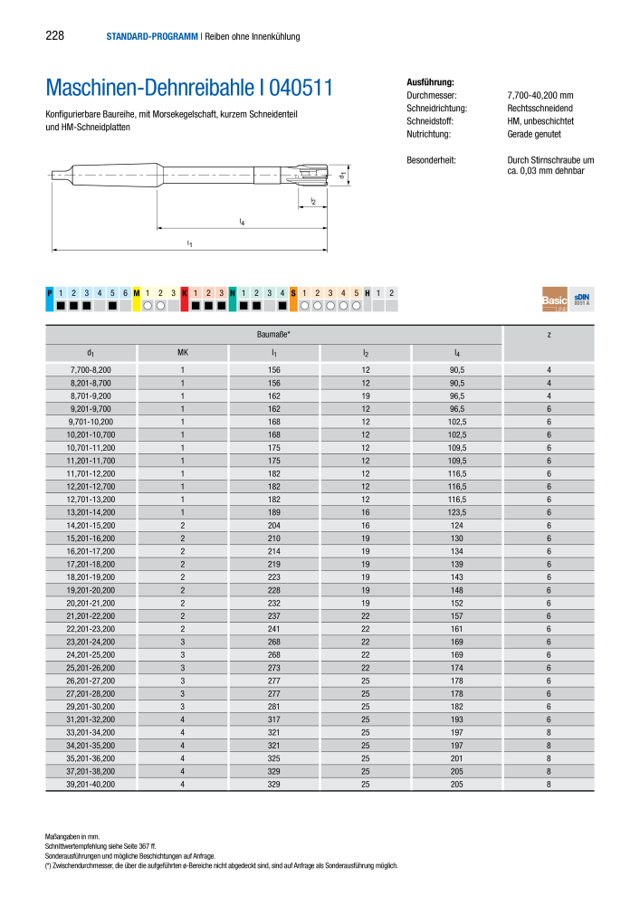 BECK Hauptkatalog Mehrschneidenreibahlen & Senker NR.: 344 - Pagina 228