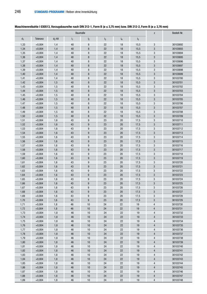 BECK Hauptkatalog Mehrschneidenreibahlen & Senker NR.: 344 - Pagina 246