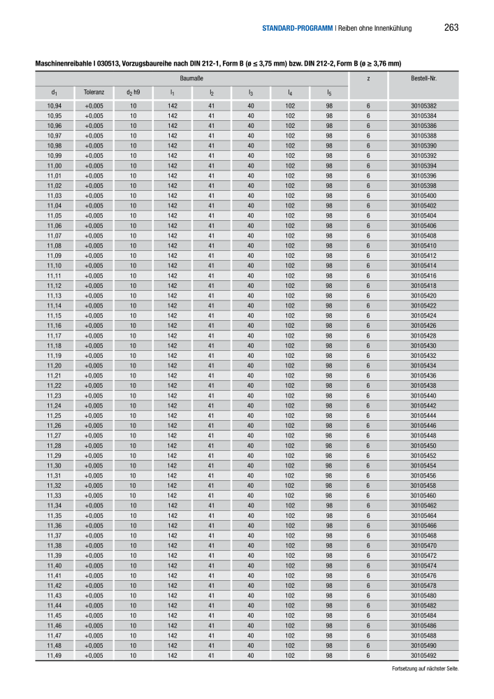 BECK Hauptkatalog Mehrschneidenreibahlen & Senker NR.: 344 - Pagina 263