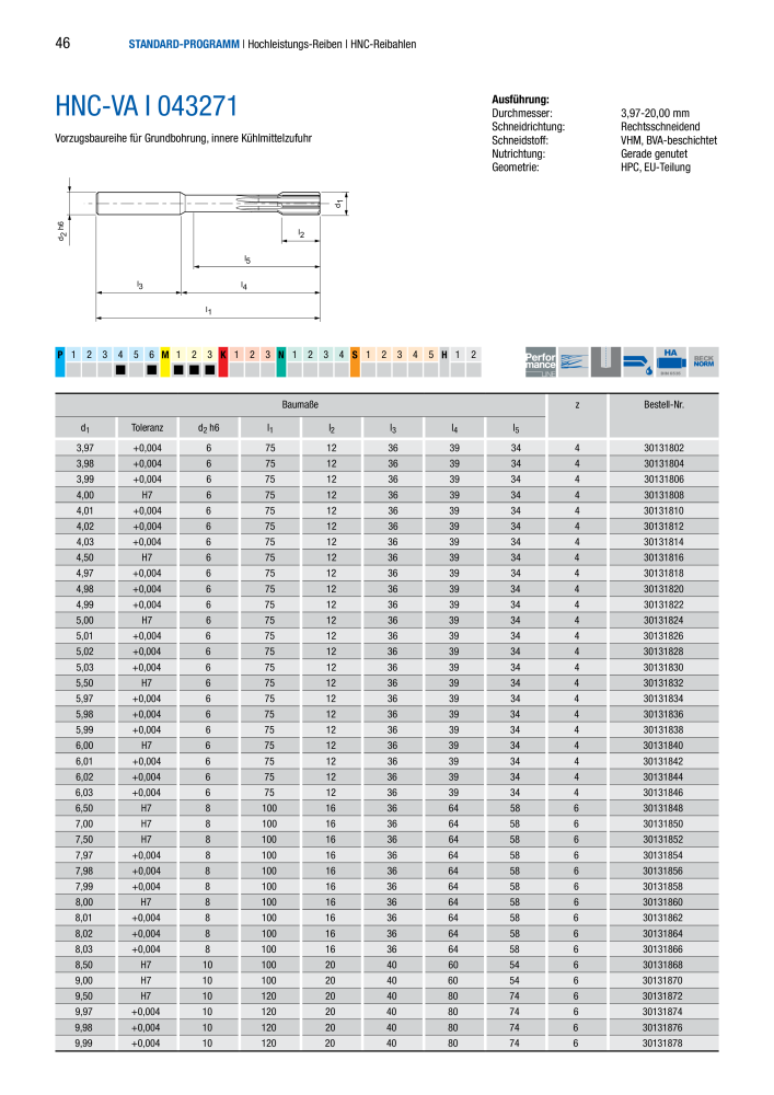 BECK Hauptkatalog Mehrschneidenreibahlen & Senker NR.: 344 - Pagina 46