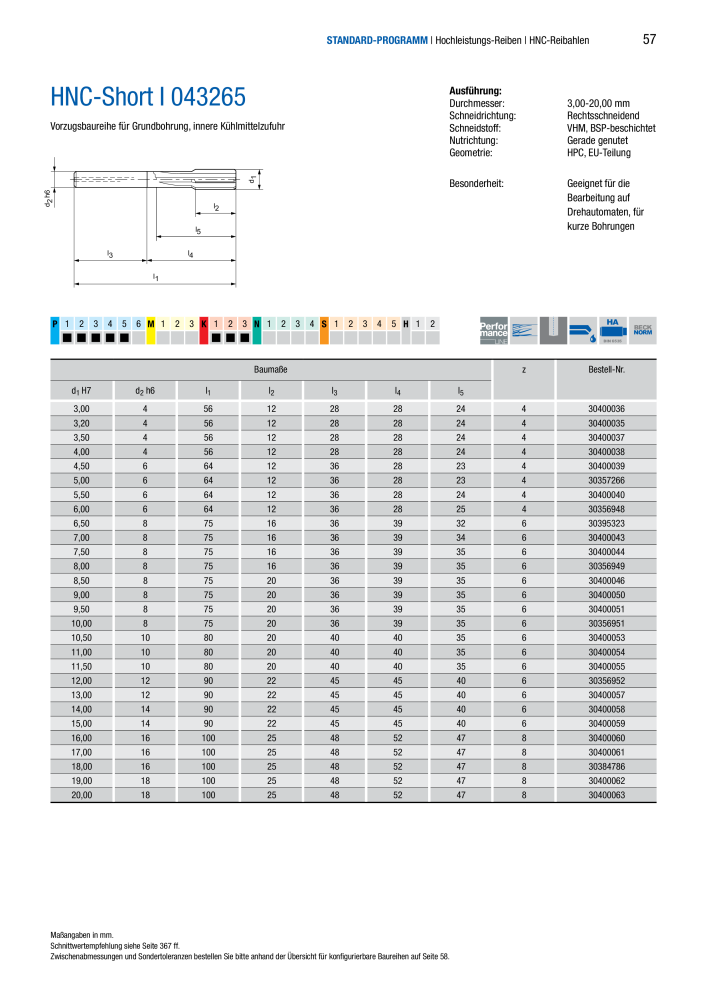 BECK Hauptkatalog Mehrschneidenreibahlen & Senker NR.: 344 - Seite 57