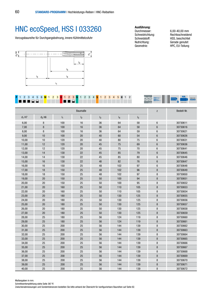 BECK Hauptkatalog Mehrschneidenreibahlen & Senker NR.: 344 - Seite 60