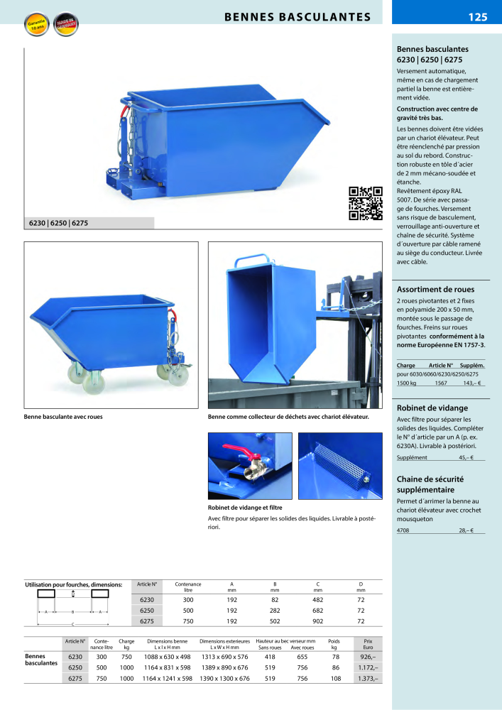 fetra Catalogue Equipements de manutention Nb. : 566 - Page 125