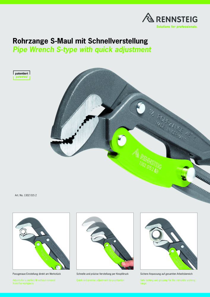 RENNSTEIG Rohrzange S-Maul NEJ.: 57