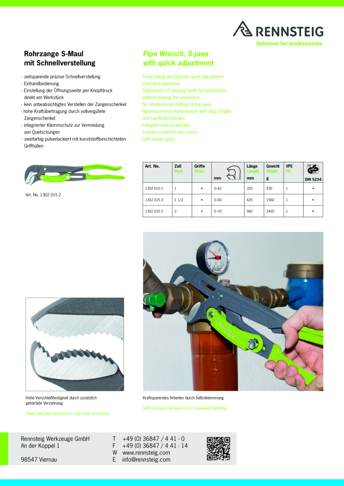 RENNSTEIG Rohrzange S-Maul NO.: 57 - Page 2