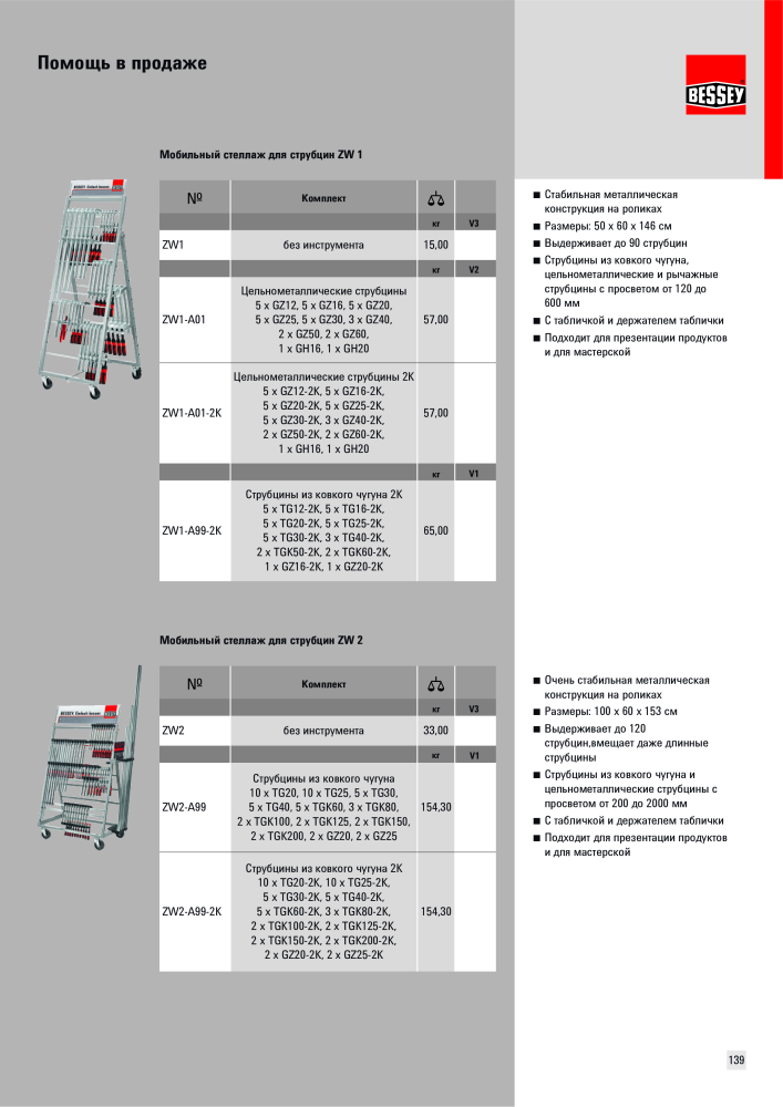 BESSEY Общий каталог Зажимные и режущие приспособления NR.: 577 - Side 139