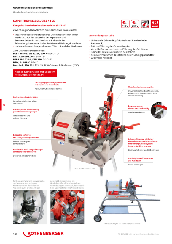 Rothenberger SUPERTRONIC 3SE,Stand.,BSPT R1/2-3,230V 56250