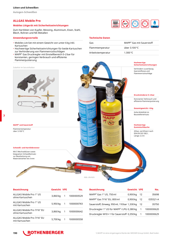 Rothenberger Gasblok 7/16-EU, voor Multigas 300 en Maxigas 400 1300002024