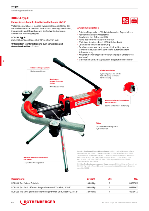 Rothenberger Rohrbiegemaschine ROBULL Typ E, 3/8-2, aufkl., m. Zubehör 057961X (T-541453)