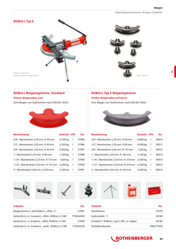Rothenberger Rohrbiegemaschine ROBULL Typ E, 3/8-2, aufkl., m. Zubehör 057961X (T-541453)
