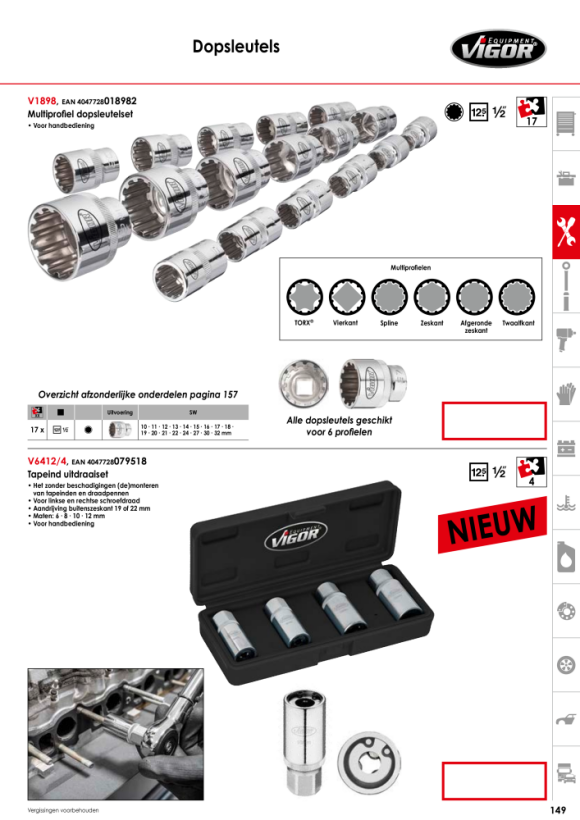 Vigor Multiprofiel dopsleutelset - multiprofiel - 10 ? 32 - Aantal gereedschappen: 17 V1898