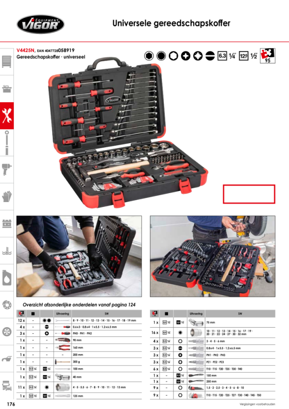 Vigor Universele gereedschapskoffer, universeel - aantal gereedschappen: 143 V2542